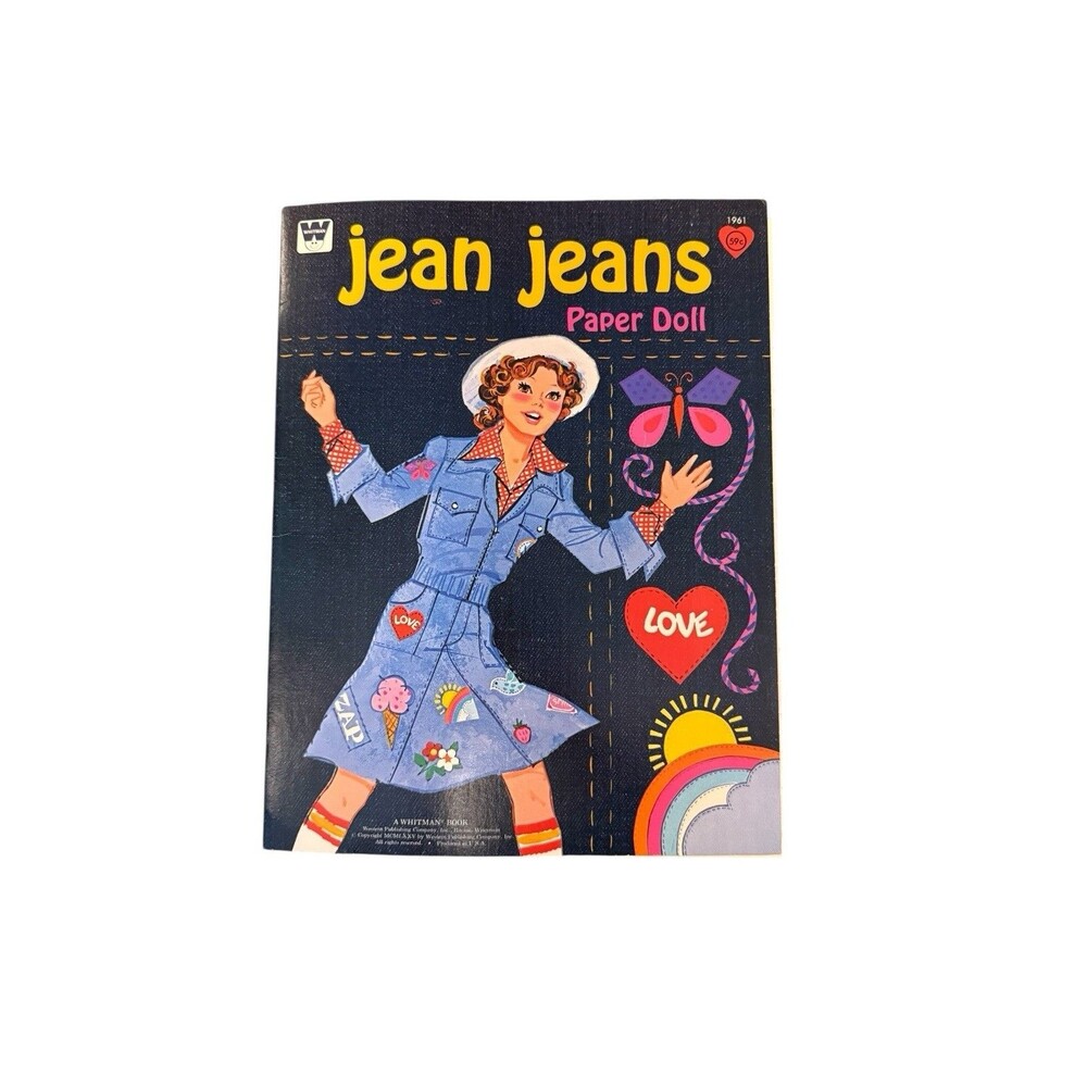 Vtg JEAN JEANS Girl Paper Doll Book Whitman 1975 Uncut w 5 pgs of clothes RETRO